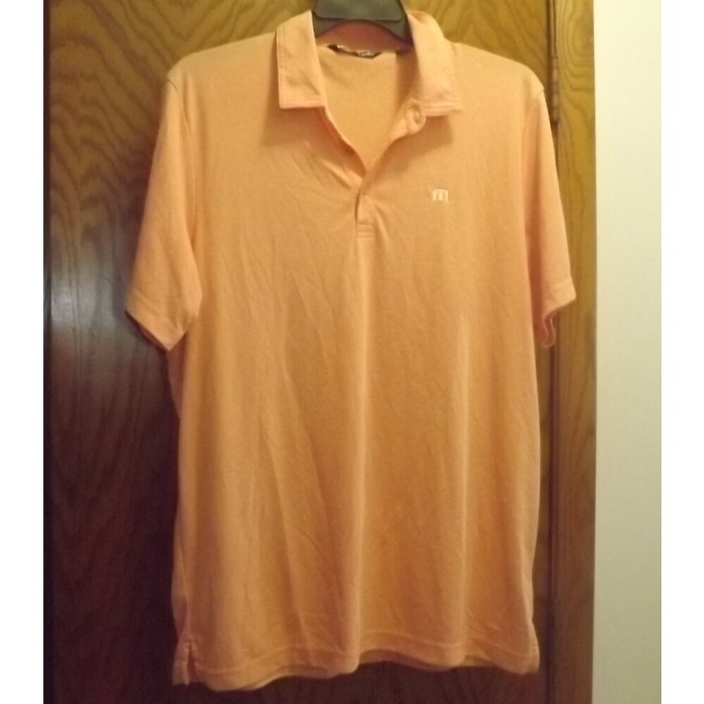 Travis Mathew Mens Peach Short Sleeve Pique Golf Polo Shirt Size XL